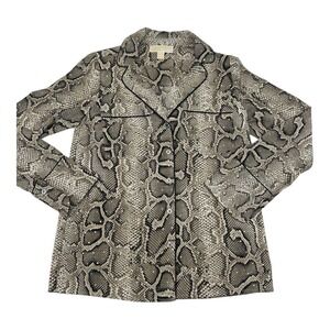 Michael Kors XXS Snakeskin Animal Print Silky Button Front Dressy Blouse Top